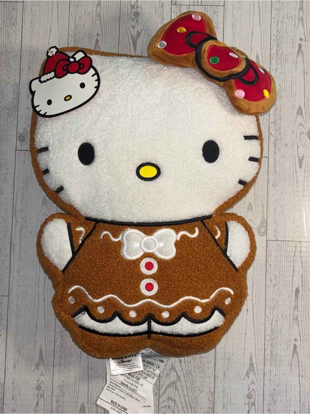 NWT Hello Kitty Gingerbread 15” Sherpa Pillow